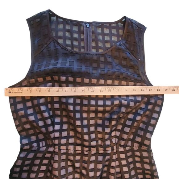 Calvin Klein Sleeveless Black Sheer Overlay Fit & Flare Dress Size 12 - Picture 2 of 8
